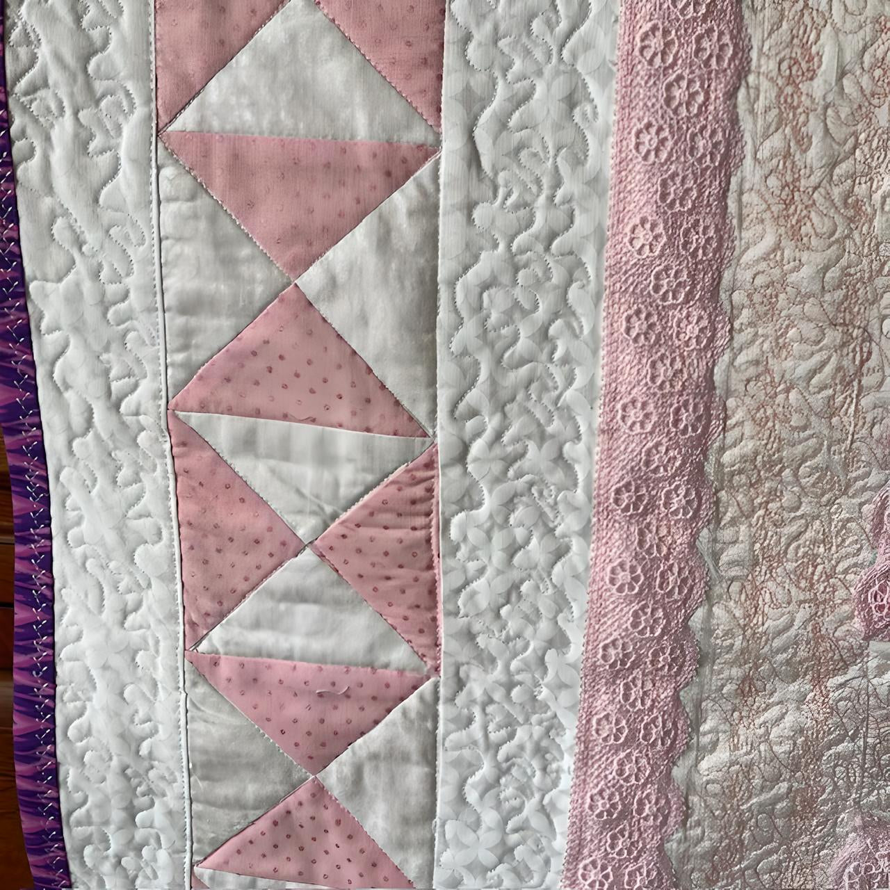 Cozy embroidered quilted blanket in pink for baby girls | Gift-Emporium