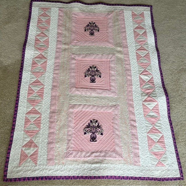 Soft and cozy pink quilted baby girl blanket with embroidery | Gift-Emporium