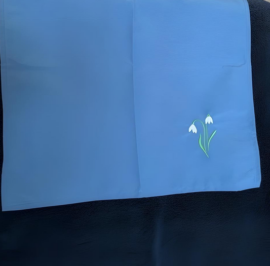 Blue Polyester  Napkins with Snowdrops Design  Gift Happy Family Dining
