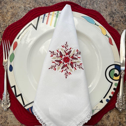 Luxury embroidered napkins for Christmas dinner parties | Gift-Emporium