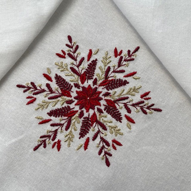 Red and gold embroidered napkins for festive holiday table | Gift-Emporium