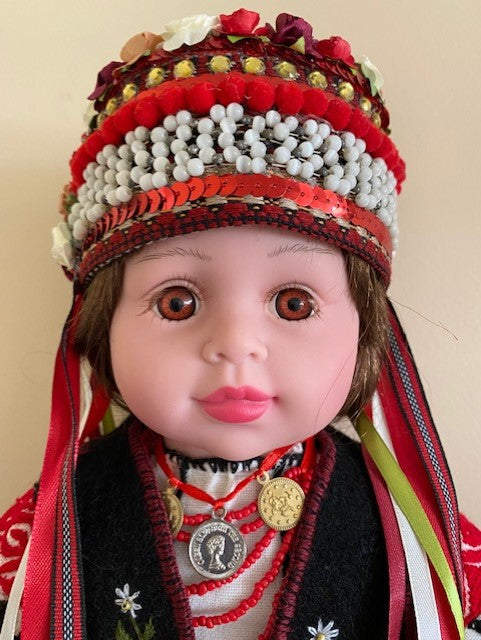 Carpathian Mountains Ukrainian Doll Stephania, Traditional Headpiece, Embroidered Folk Art Collectible, Traditional Headpiece